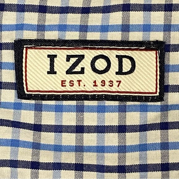 Izod‎ Mens Blue/Black Gingham Plaid Long Sleeve Button Down Size Large - Picture 5 of 11